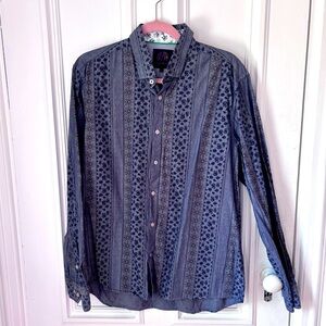 Men’s Julian Lennon Button Front Denim Coloured Floral/Geometric Design XL